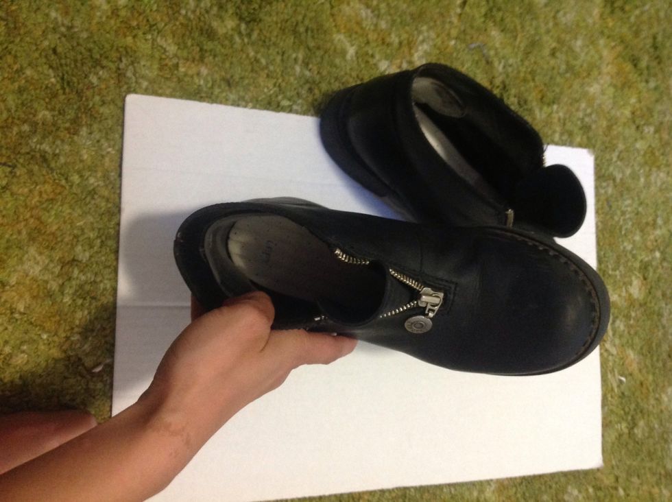 Stick the heel shields to the inside of the shoes, near the heels. I used two gel shields for each boot.