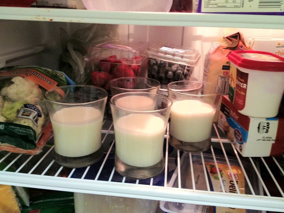 Stick them in the fridge and let them chill. Ideally, they should be chilled overnight, but at a minimum of at least four hours if you just can't wait a whole day to eat one of these!