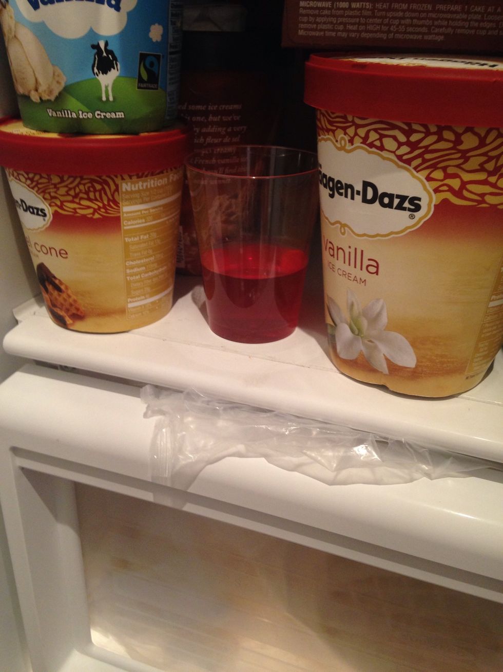 Stick this on a flat surface in the freezer for about 1 and a half hours