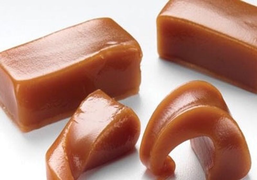 Sticky caramel chocolate is a BIG NO,NO because it's sticky and too sweet for your braces.it is also very hard to takeout of your mouth Also they put a lot of pressure on your braces.