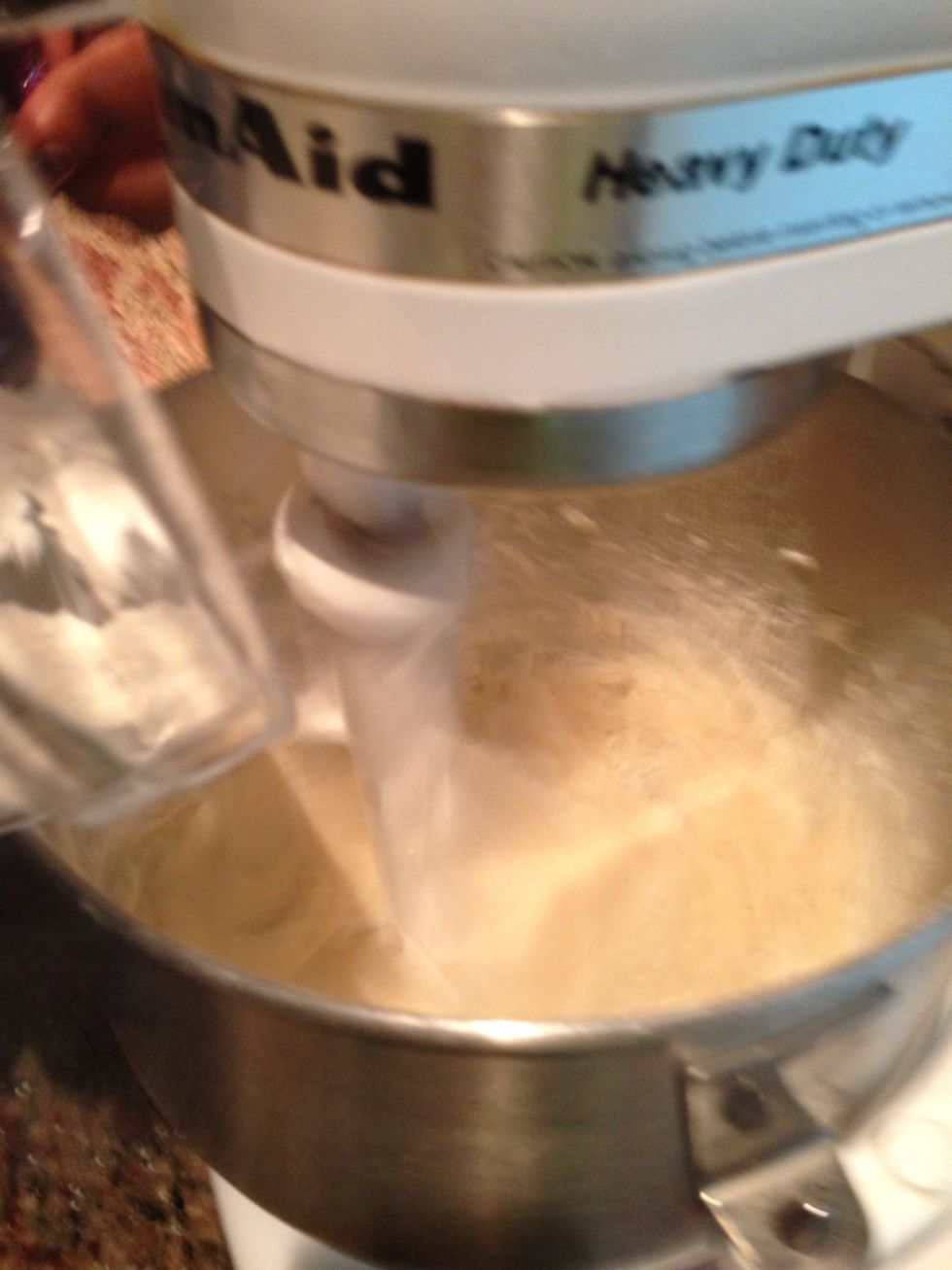 Still beating add the remaining dry ingredients and beat to combine. Do not overbeat ingredients.