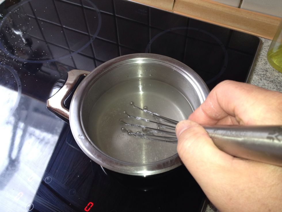 Stir 300g sugar into 400ml water, bring to a boil and allow to cool.