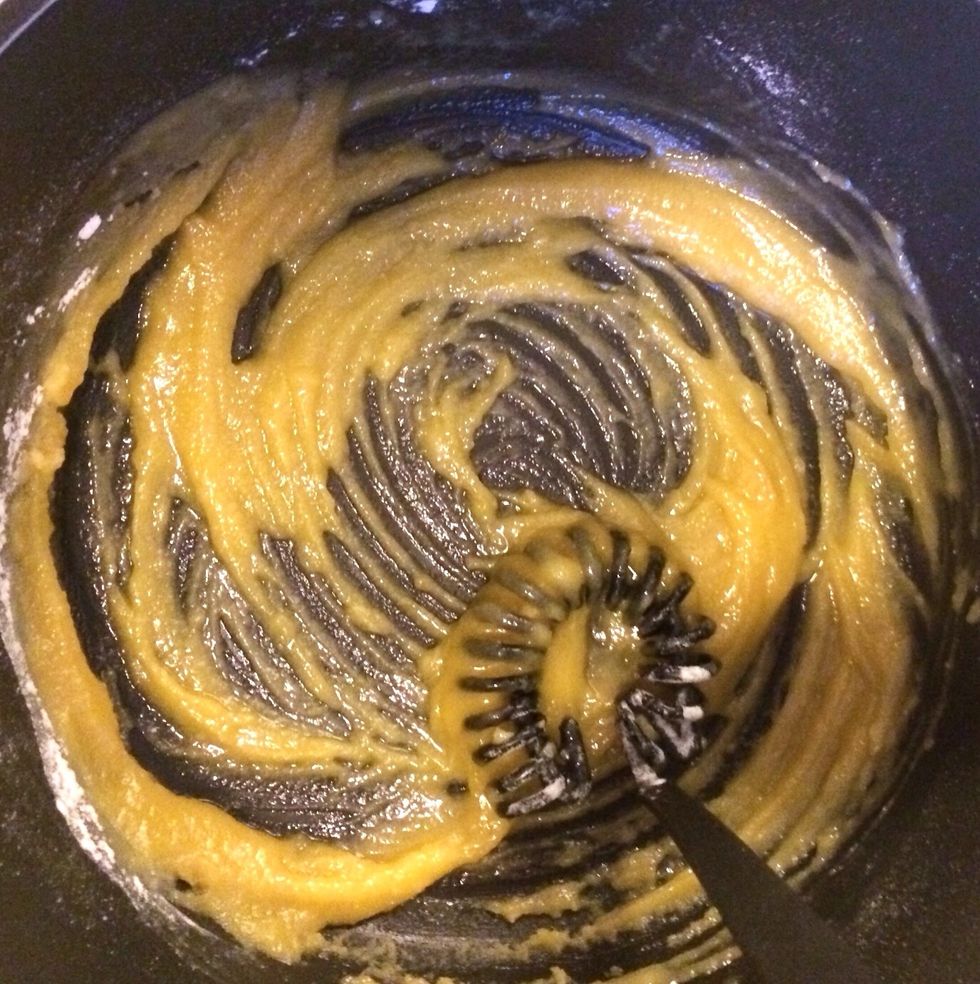 Stir. Adjust your amount of flour so that it looks something like this. So just add a little at the time.