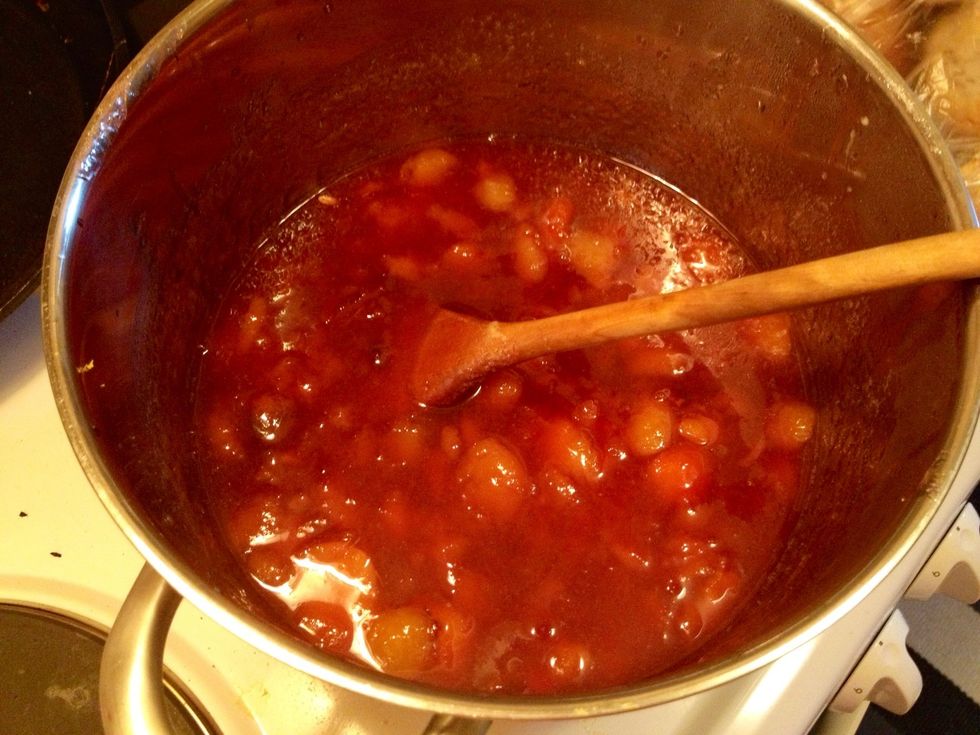 Stir again. Pour the jam into sterilized warm jars. Sorry to say I don't have any photos of this because it got really messy and I was afraid I'd get a plum-coated phone....