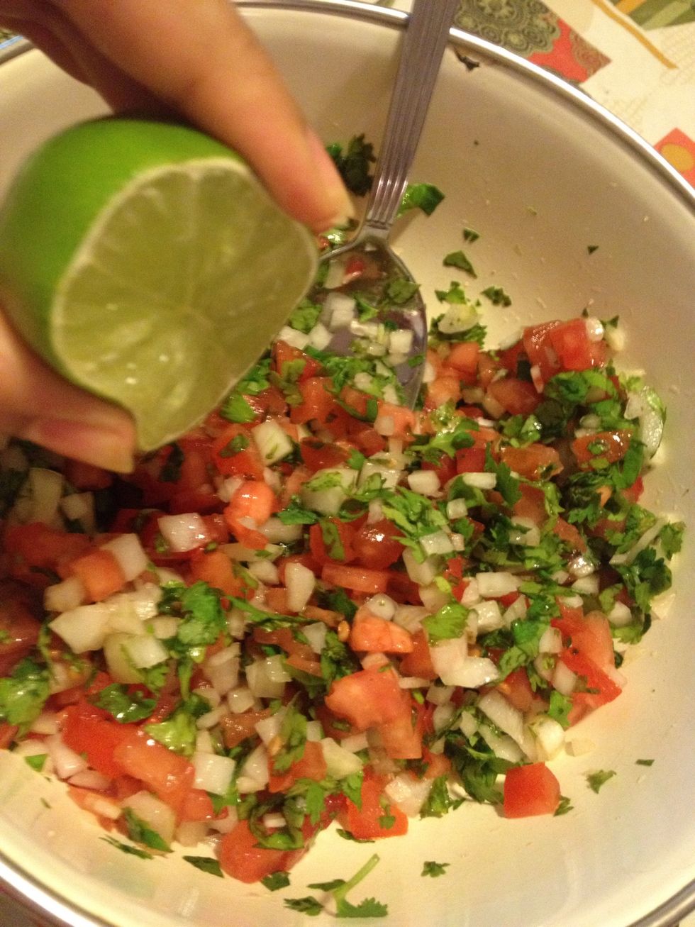 Stir all the ingredients and squirt in a complete lime. You can also use salt here if you would like but I prefer it without salt.