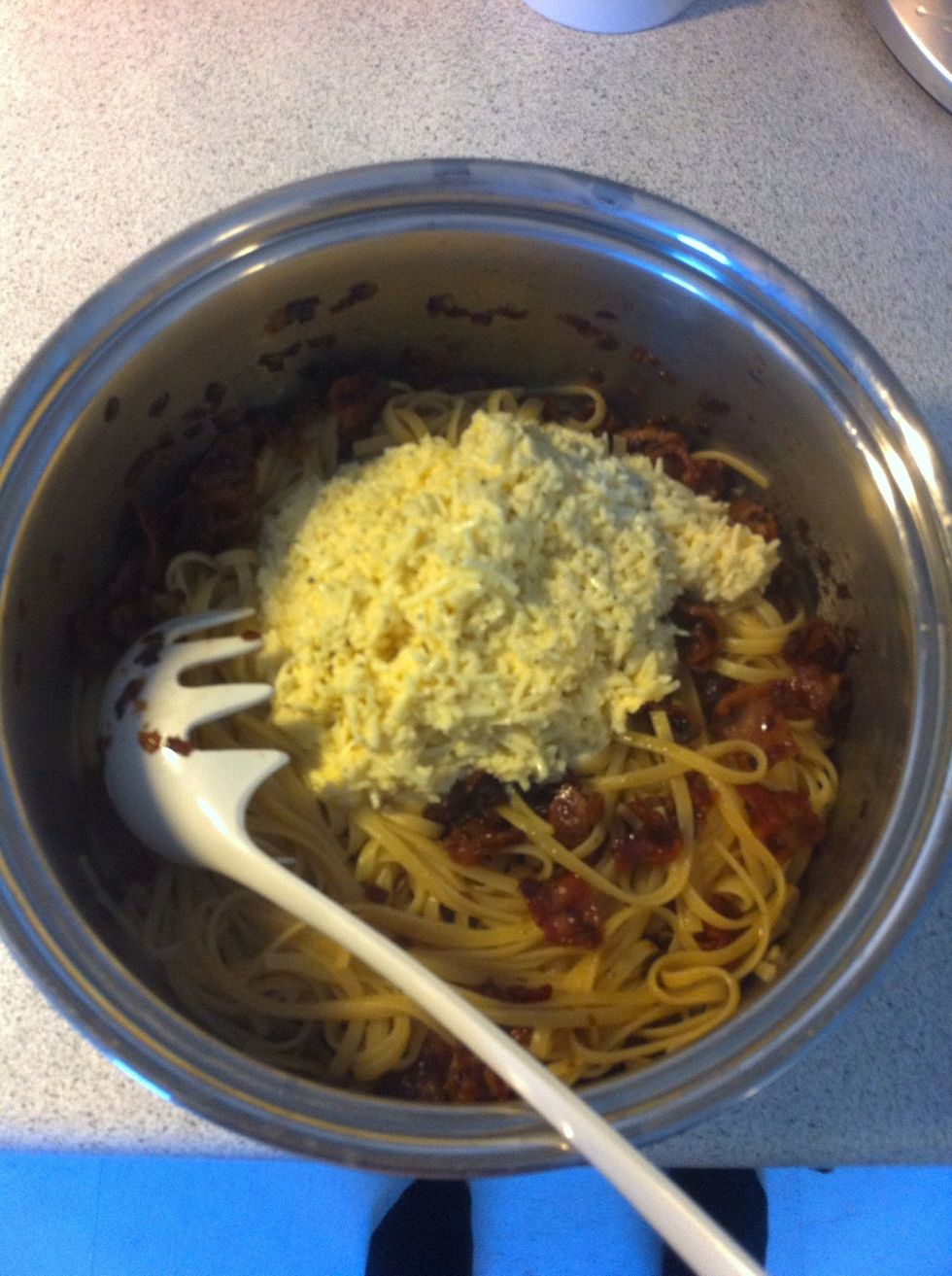 Stir and add the cheese mix