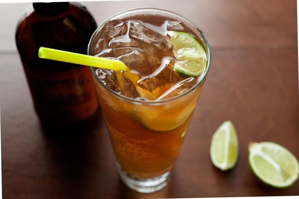 Stir and garnish with a lime. It kind of tastes a bit like chocolate milk--