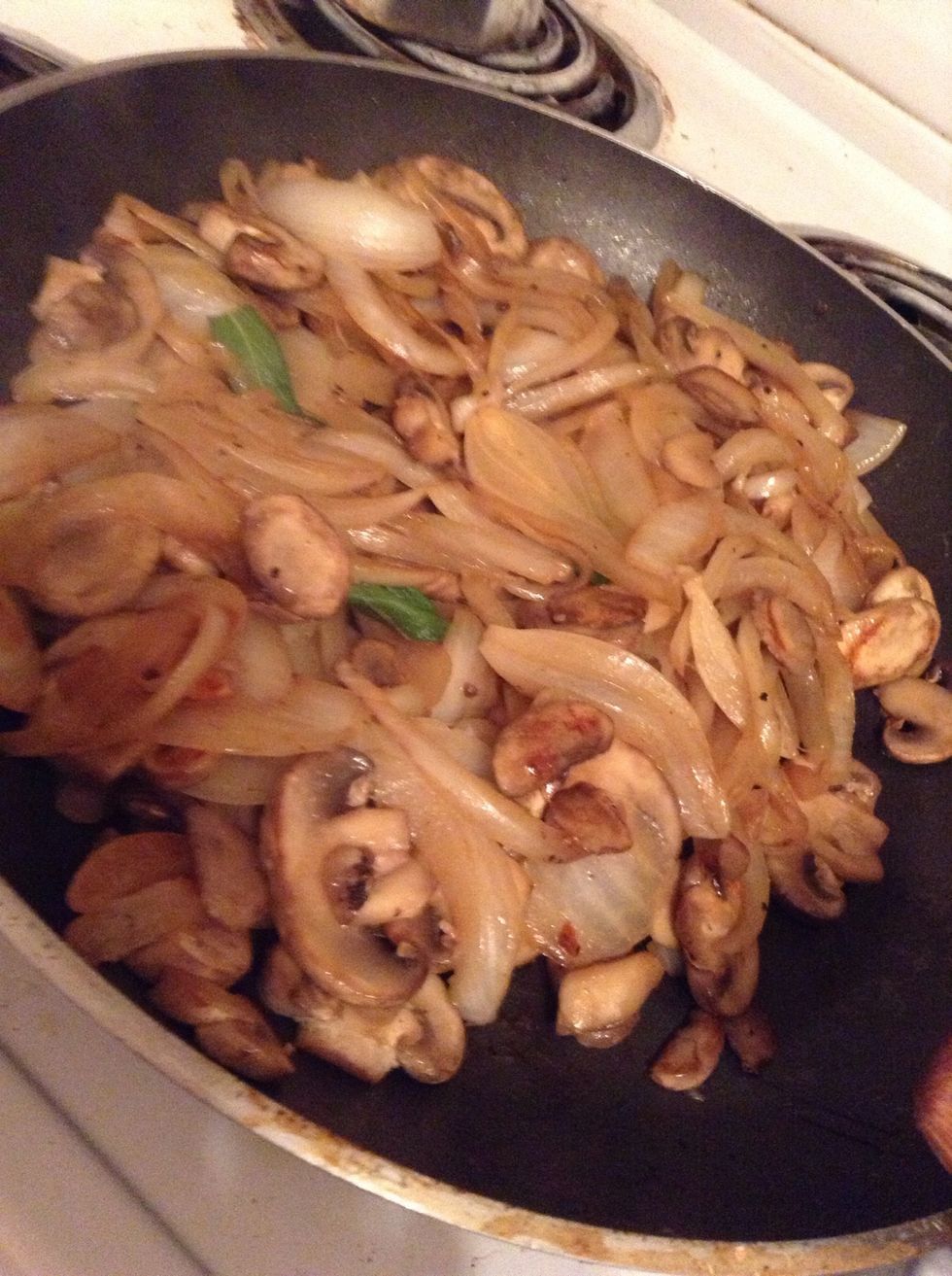 Stir and let butter melt down -- add about a third of a vegetable cube crumbled