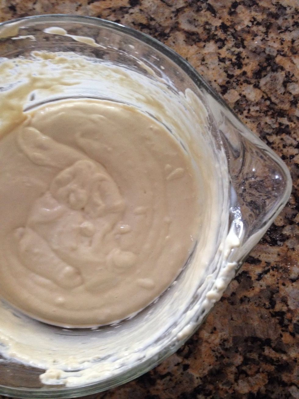 Stir and mix. This is a thick rich batter as I don't like the thin pancakes. However if you prefer yours thinner add a little more milk