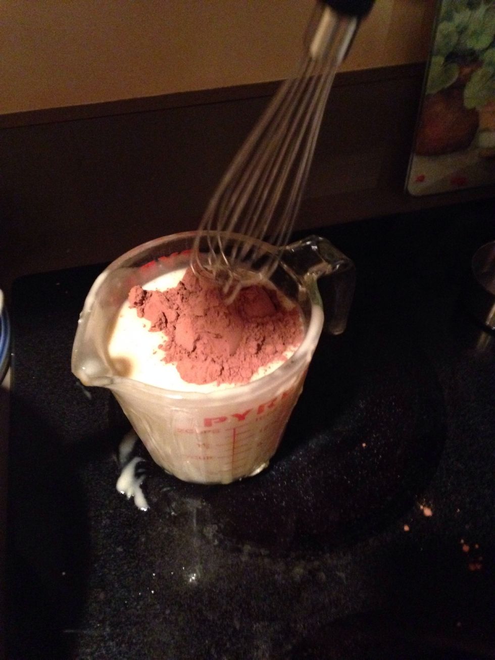 Stir cocoa into this batter, combine well
