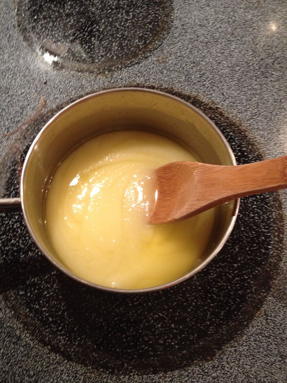 Stir constantly as mixture thickens.