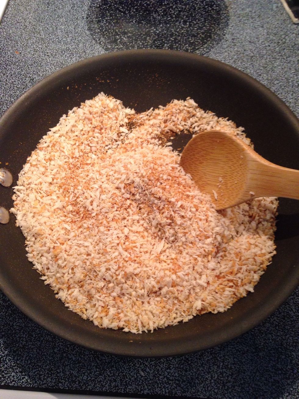 Stir constantly until Panko starts to brown. Do not let Panko burn!