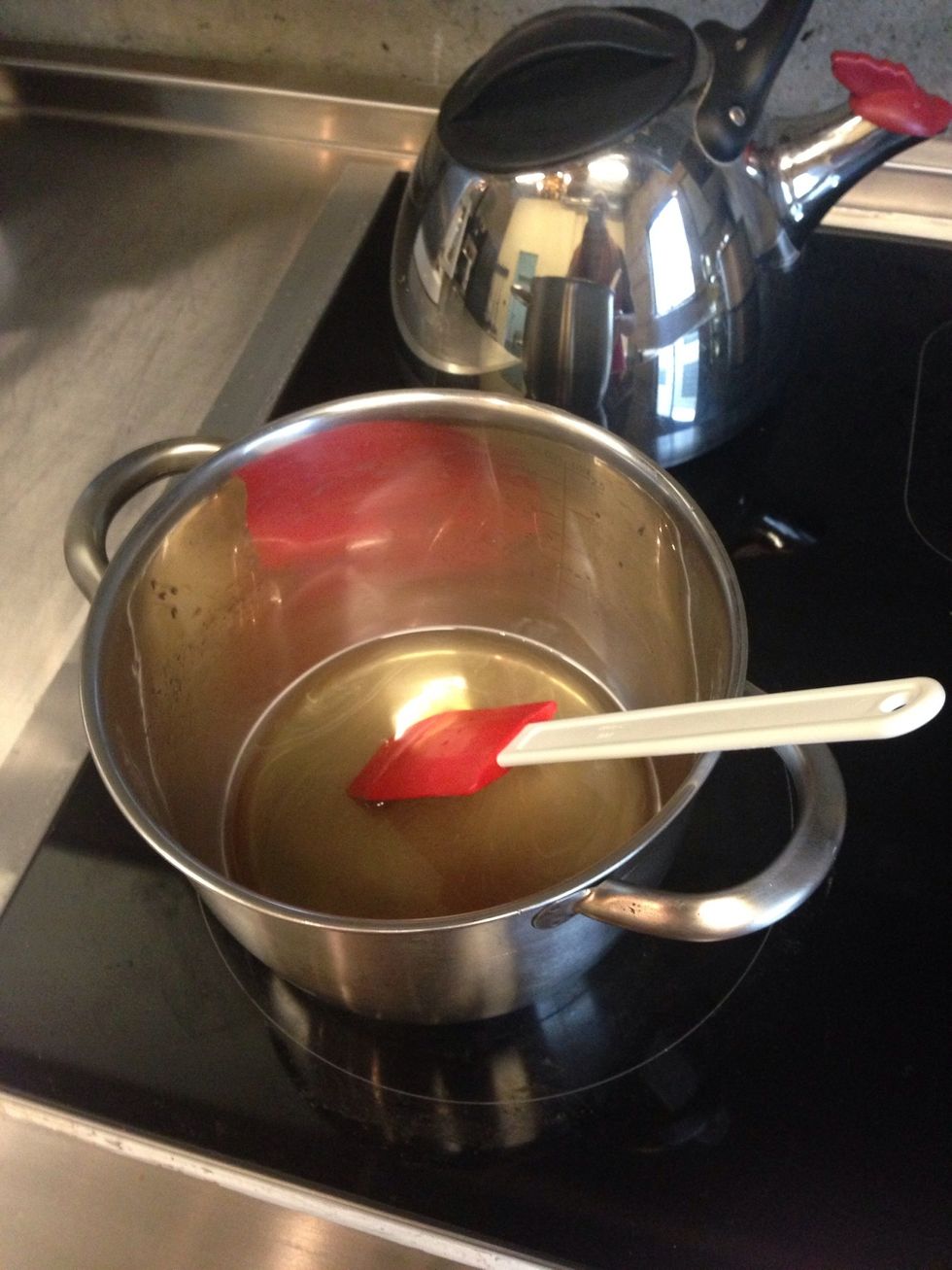 Stir constantly until the sugar has completely dissolved. Take it off the heat and keep in the fridge until you're ready to mix it in the drink.