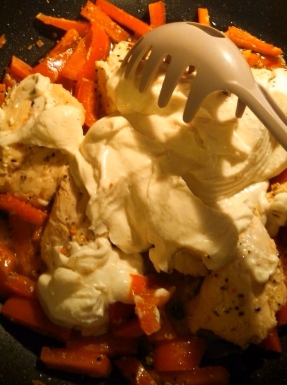 stir creme until olive oil is stirred in and creme is evenly distributed