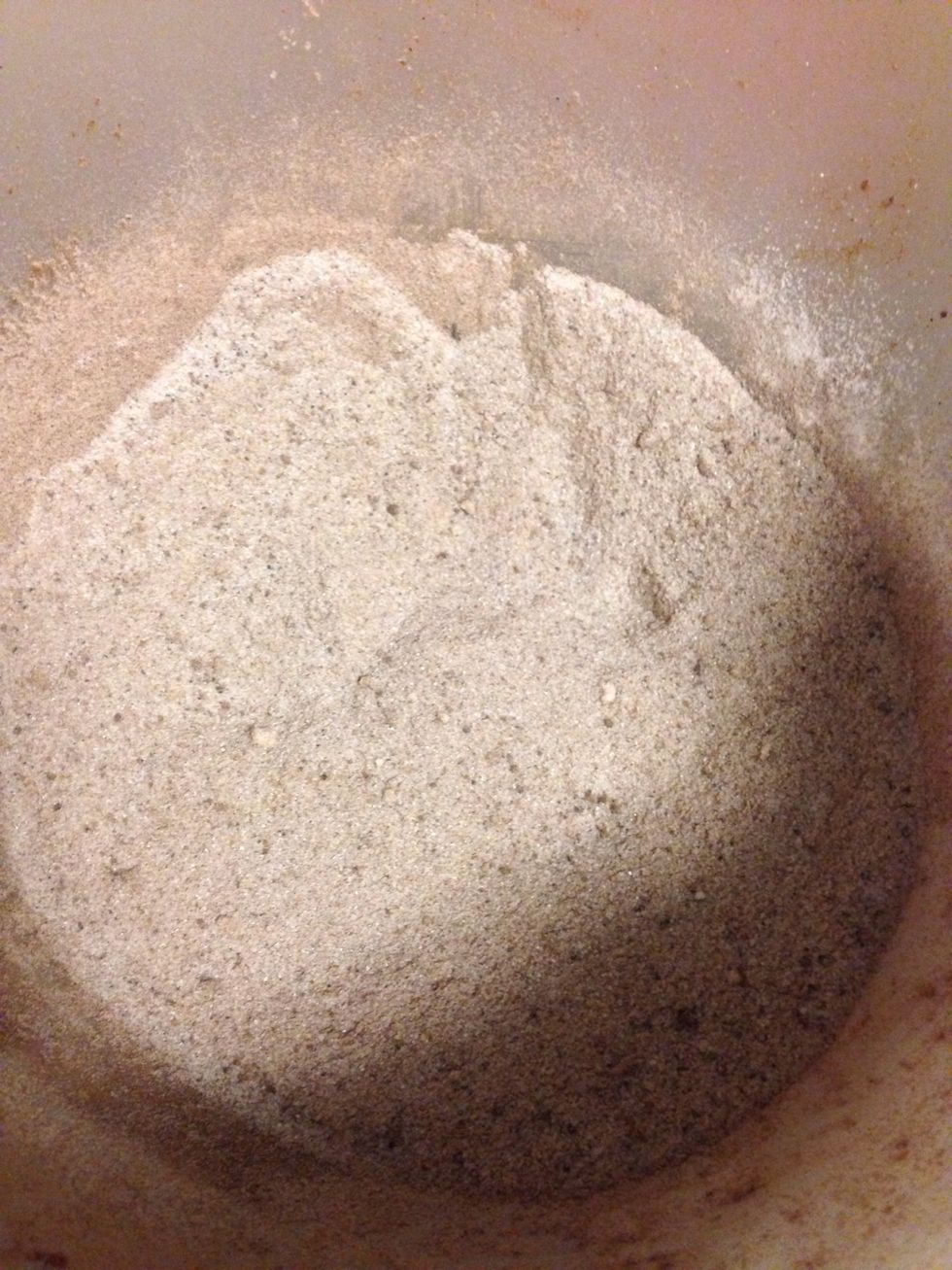 Stir dry ingredients until it becomes fully mixed and lump free.