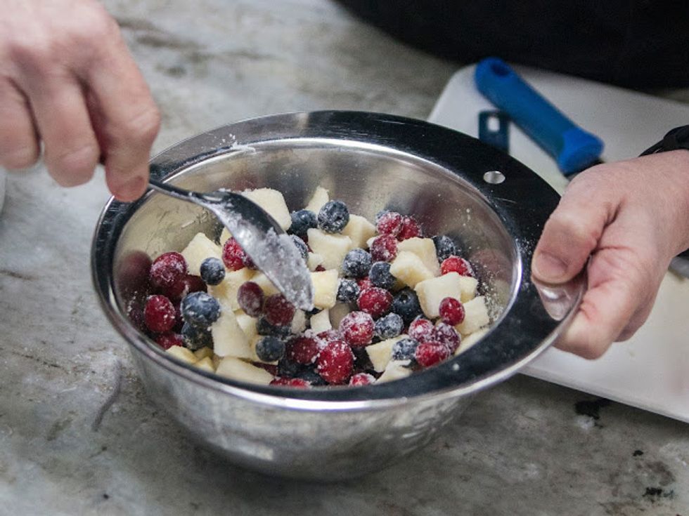 Stir everything around coating the fruit well.