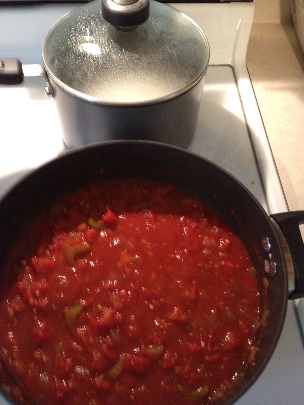 Stir everything together and let simmer for at least 30 minutes. During this time you can peel the shrimp, make the rice, toss a salad and slice some bread.
