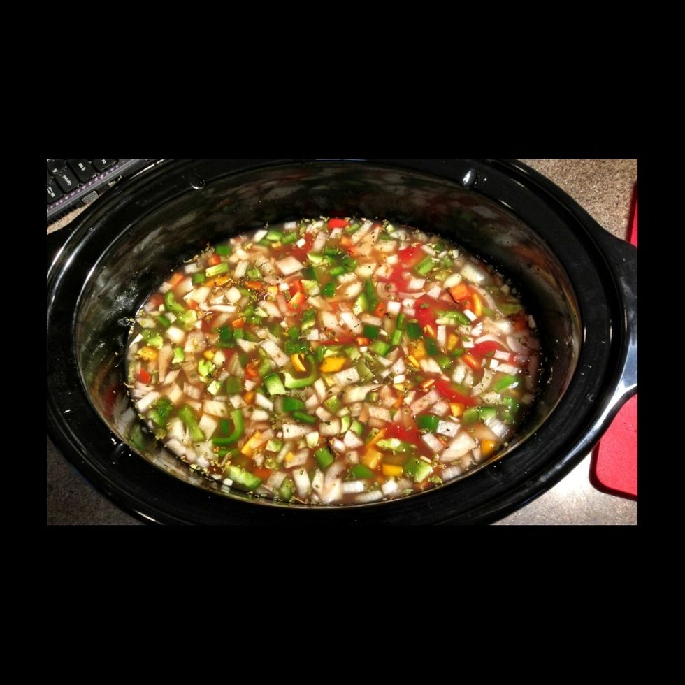 Stir everything up into this gorgeous pot of colorful healthiness! Listen, I have to counter my bacon consumption somehow!