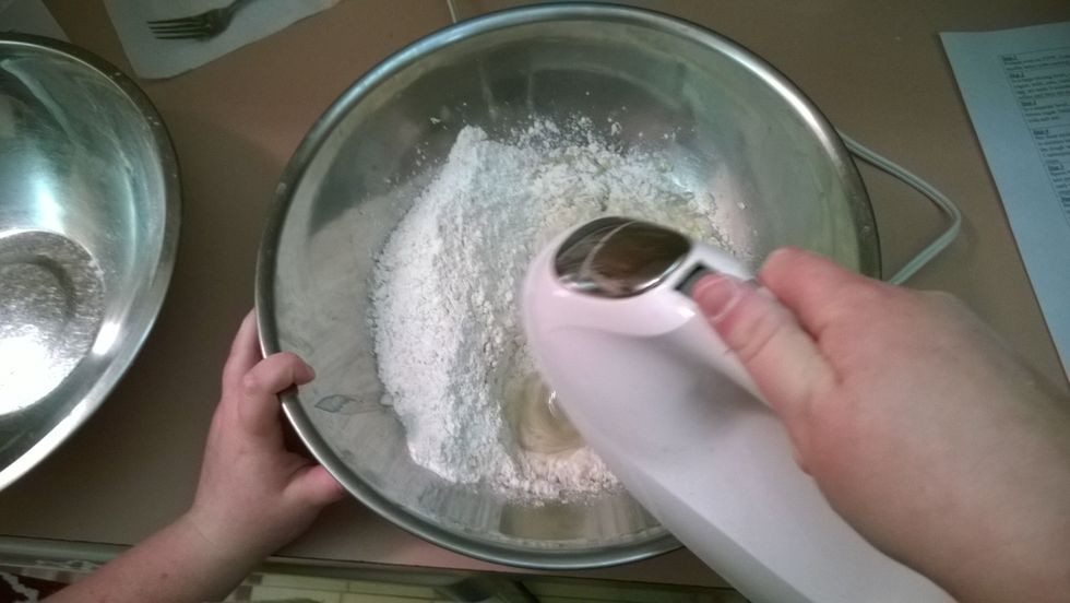 stir flour mixture into yogurt mixture to moisten ingredients.