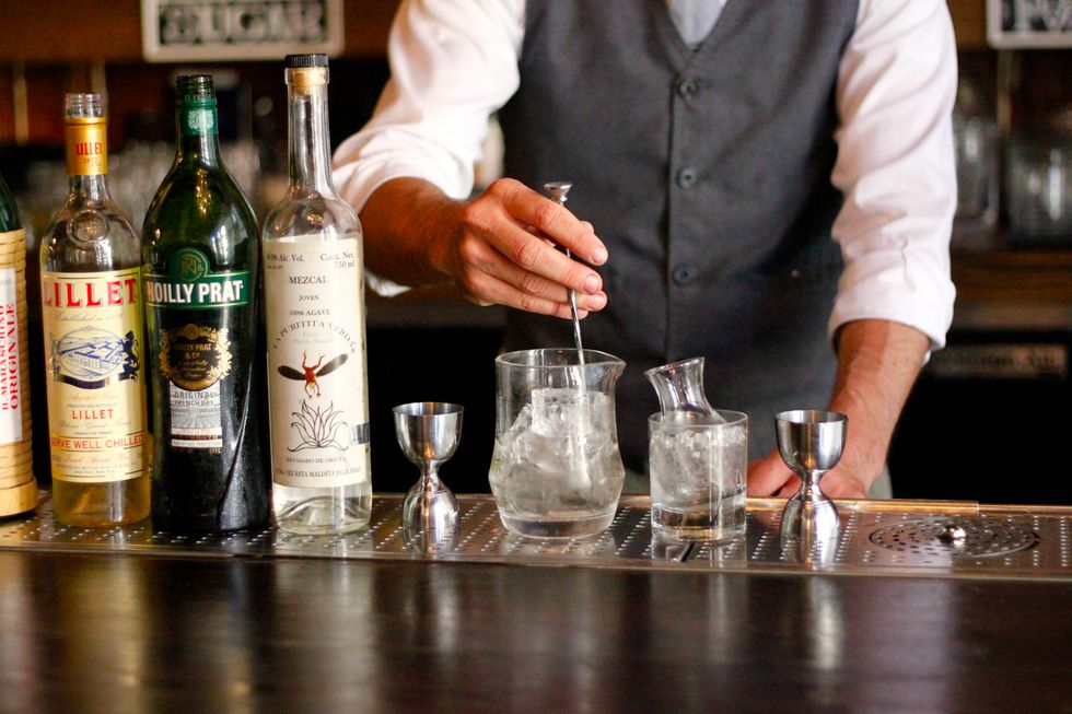 Stir for 30 seconds and prep a chilled side car