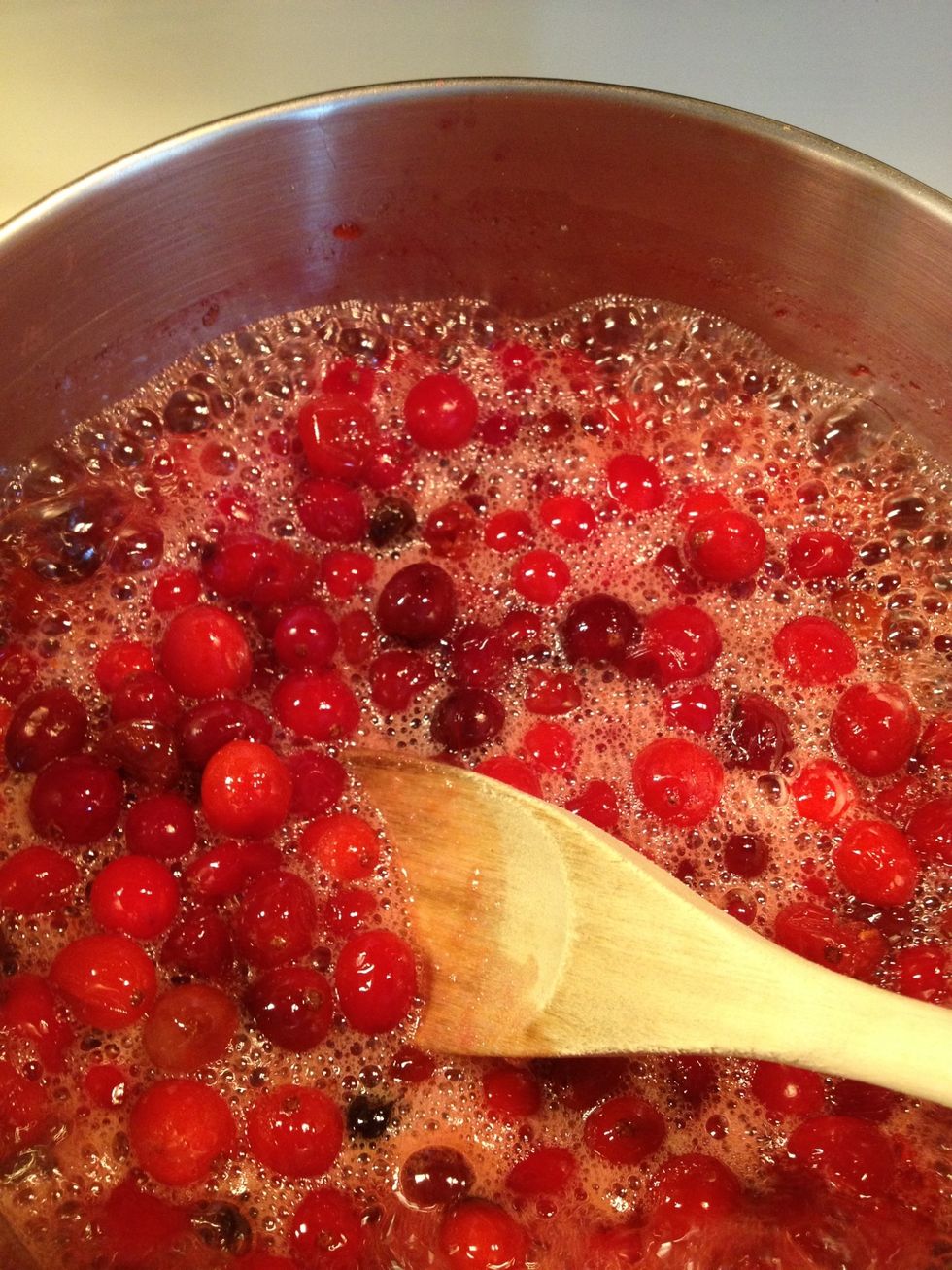 Stir frequently. When most of the berries have popped remove from heat and let it cool.