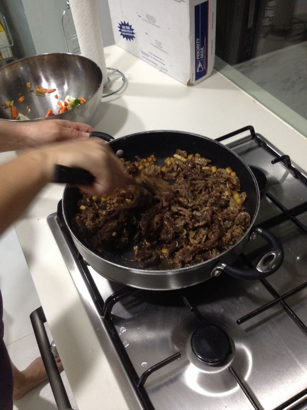 Stir fry after marinating the meat with all ngredients for 30 mins.