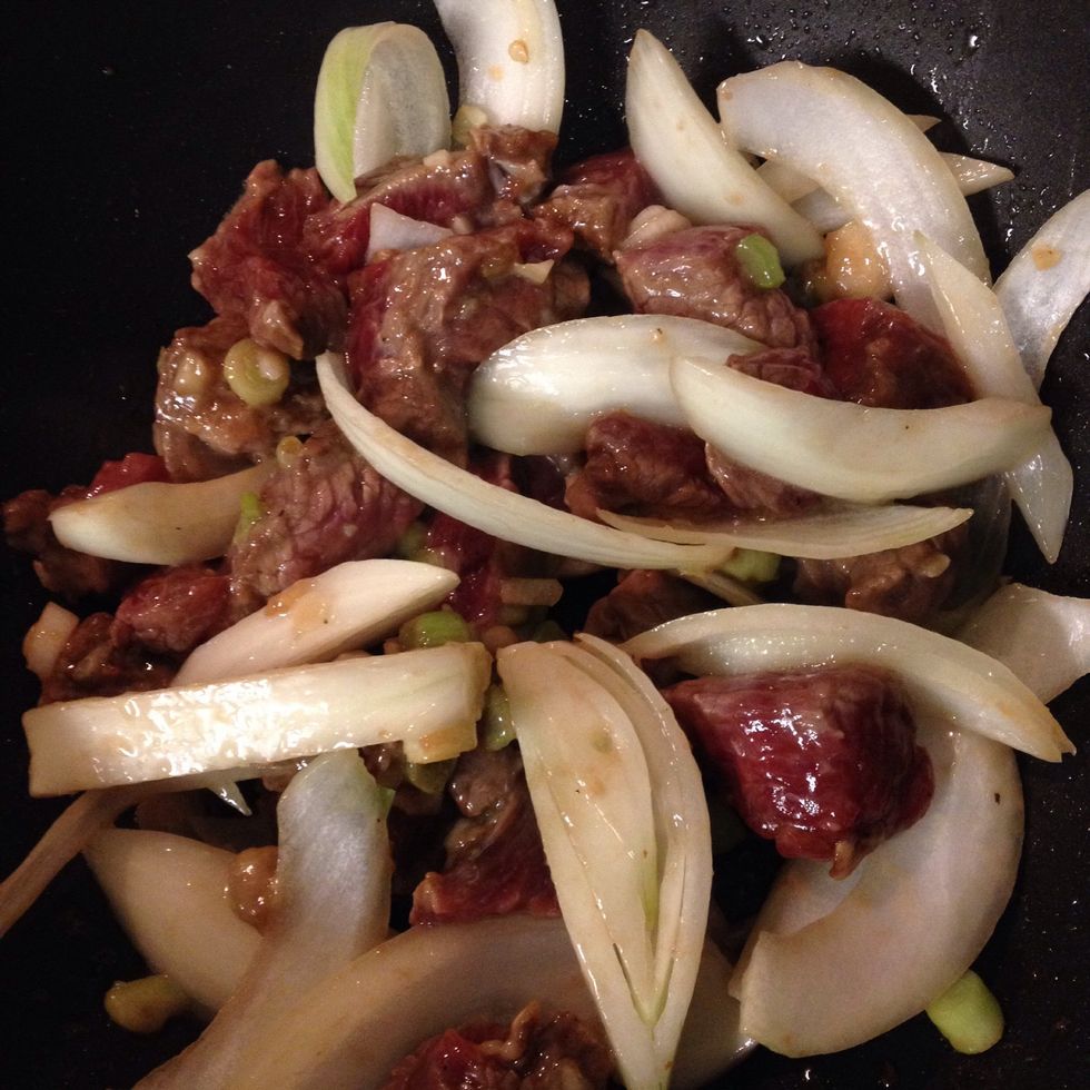 Stir fry your onion and beef