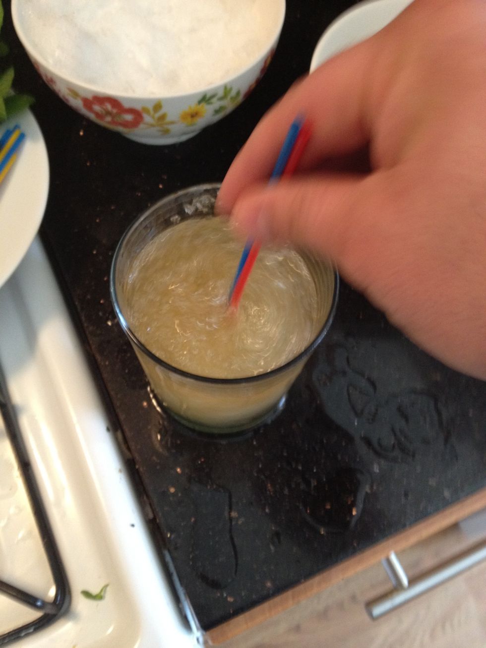 Stir gently with party straws.