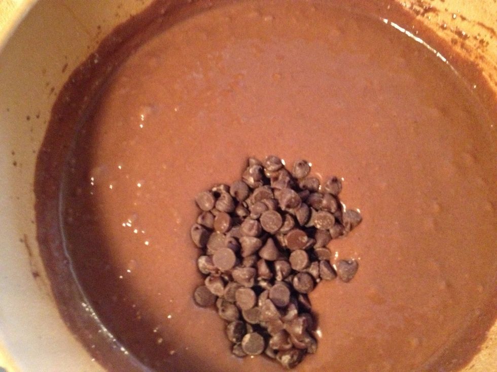 Stir in 1/2 cup chocolate morsels.