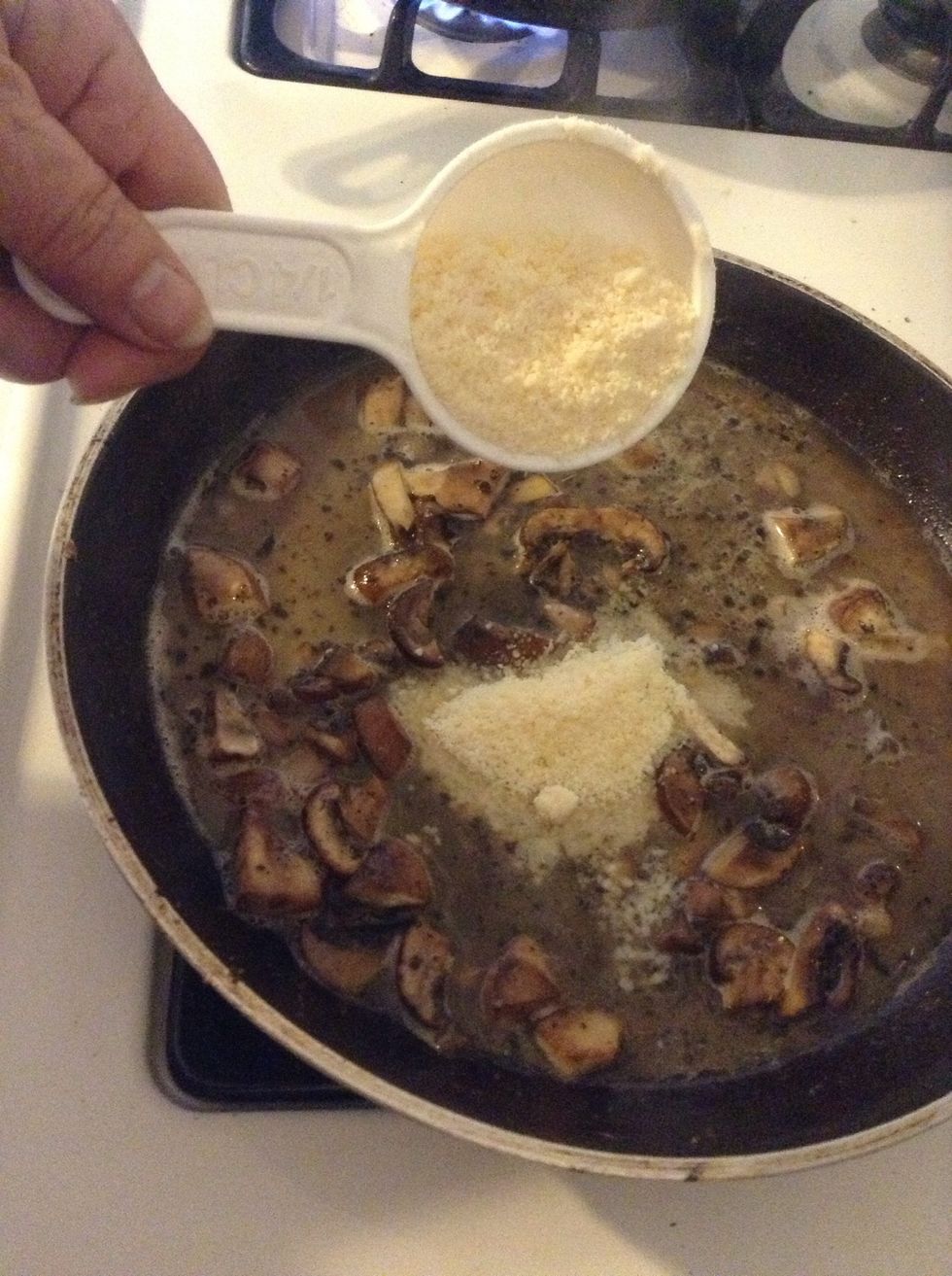 Stir in 1/4 cup of grated Parmesan cheese.