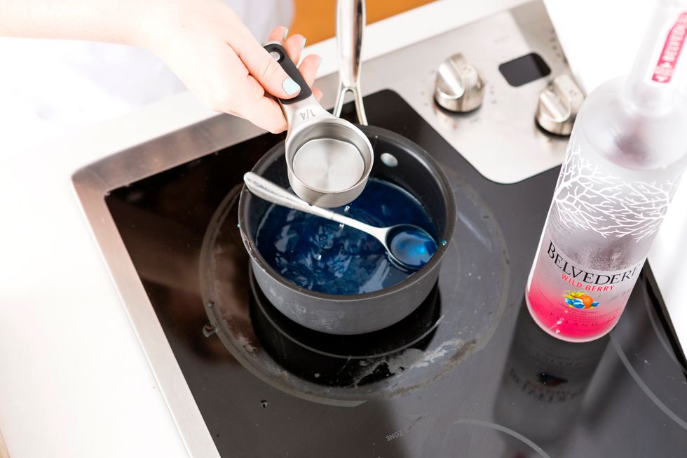 Stir in 1/4 cup of vodka.