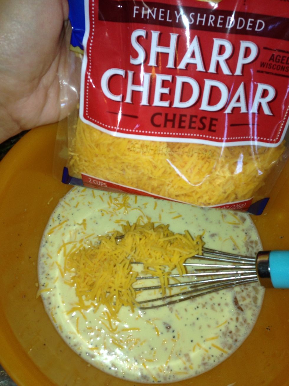 Stir in 1 cup cheddar cheese (or Swiss cheese/ fontina cheese)
