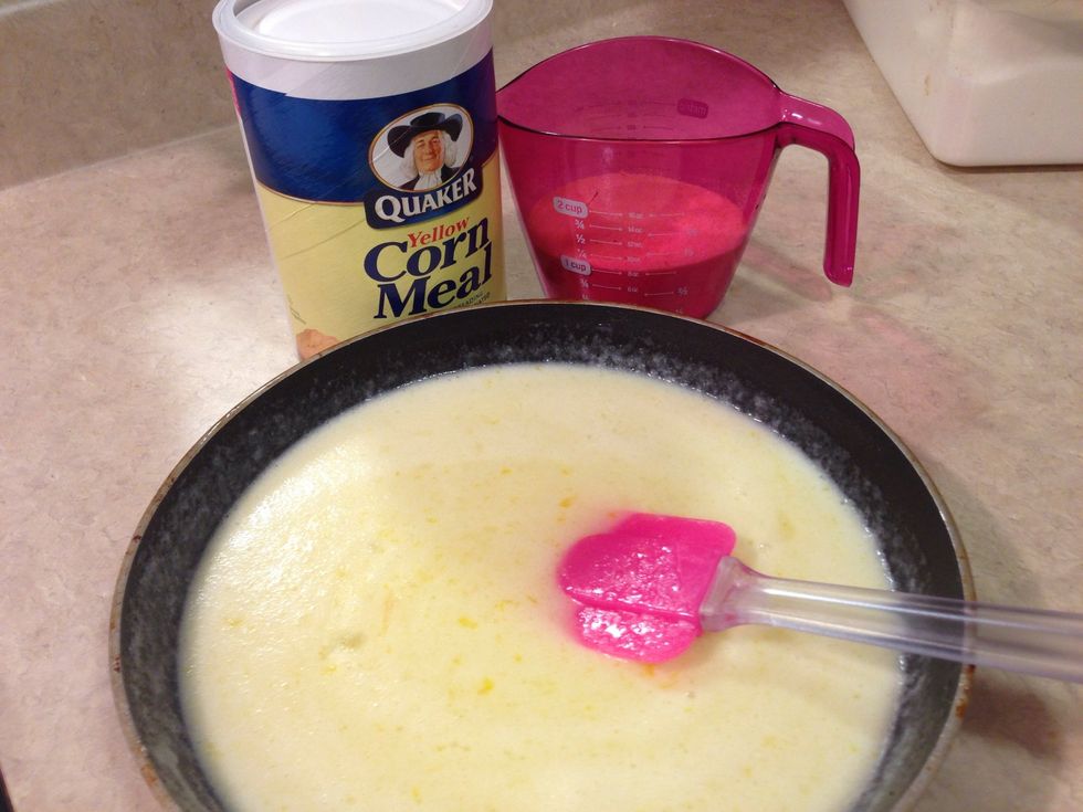 Stir in 1 cup of yellow cornmeal