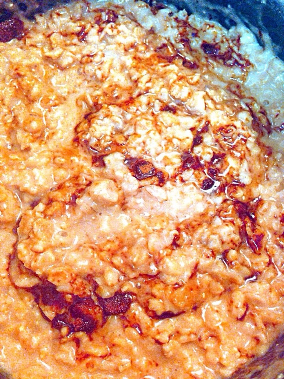 Stir in 2 tablespoons coconut sugar. It might not be as sweet as you wish, so taste and add more sugar if desired. The oatmeal will get beautiful caramel color.