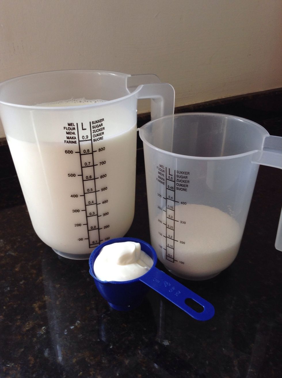 Stir in 4 cups of the milk (leaving the other 1/4 for later), along with the cream and sugar.