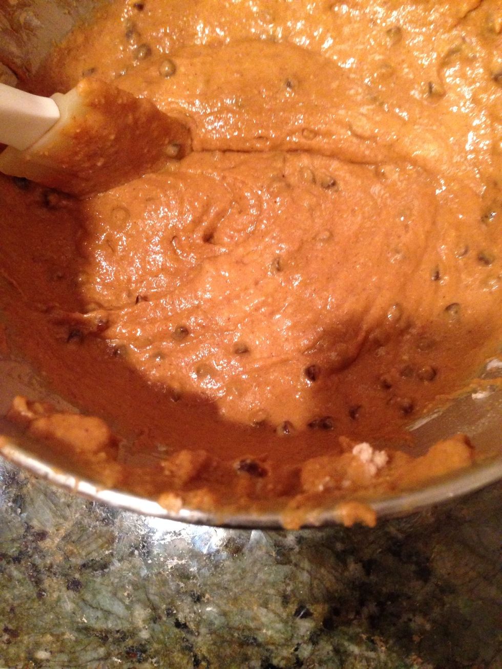 Stir in as many chocolate chips as you desire (here we used about a cup)