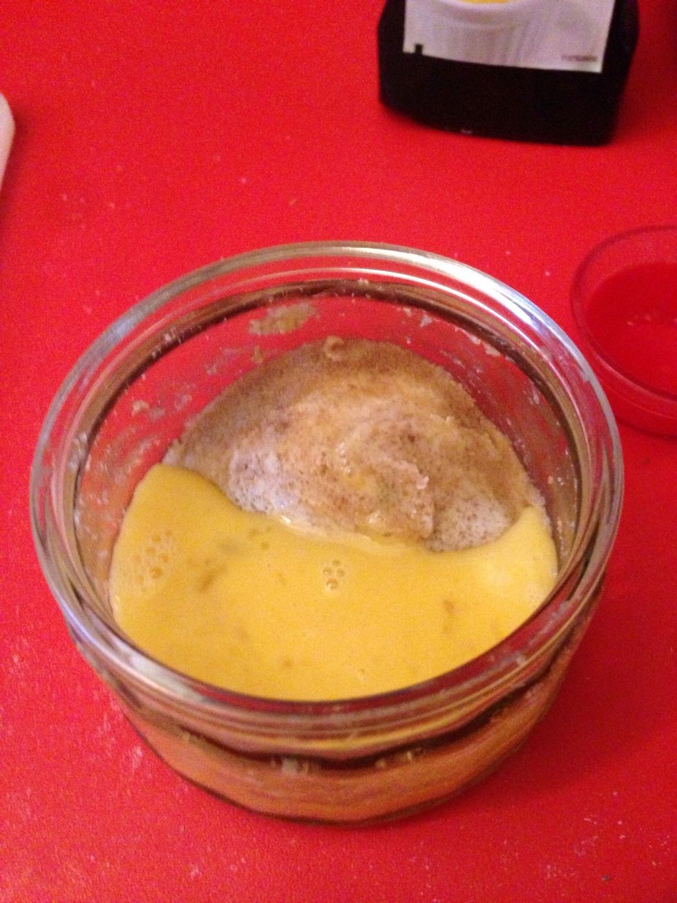 Stir in beaten egg and vanilla extract