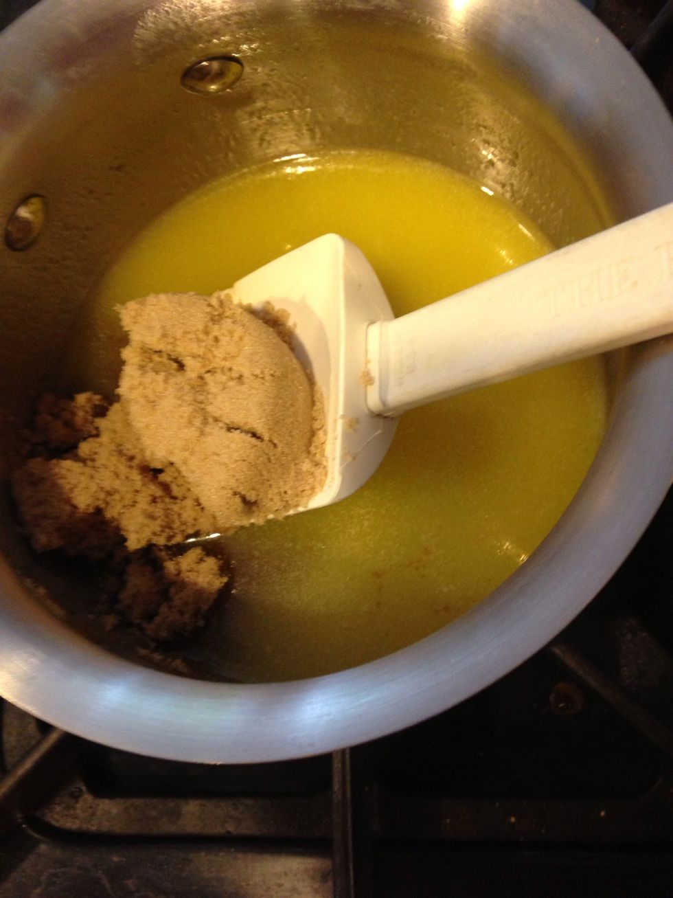 Stir in brown sugar and vanilla until just barely mixed!