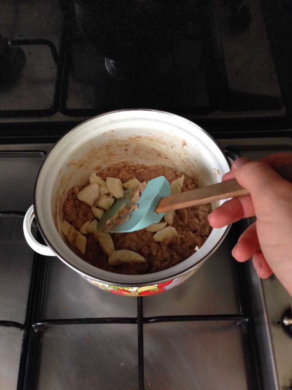 Stir in chopped banana pieces.