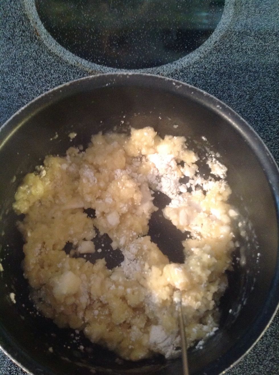 Stir in flour and salt.