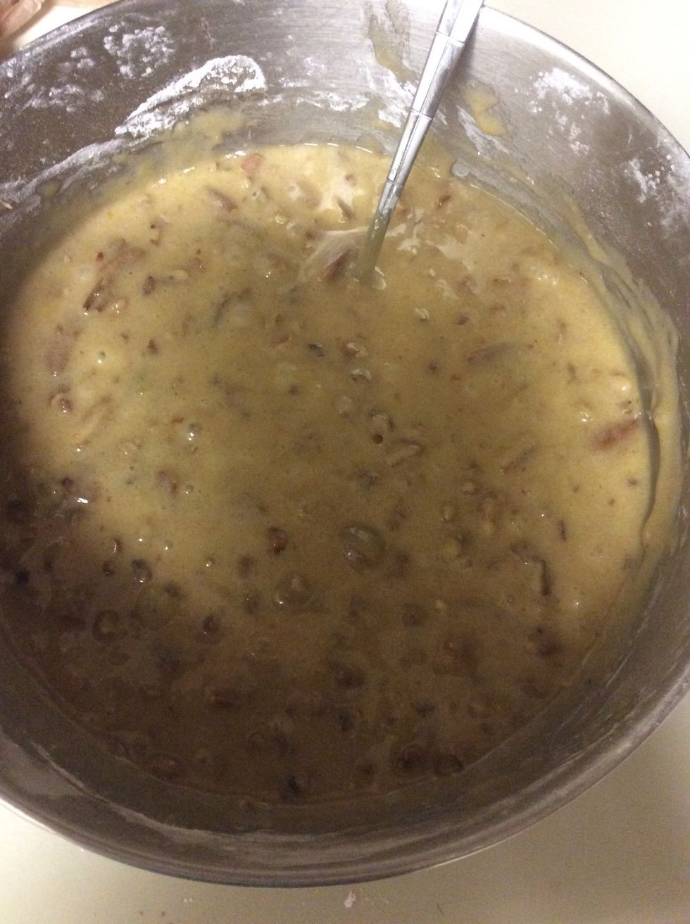 Stir in flour and vanilla extract after the pecans where added