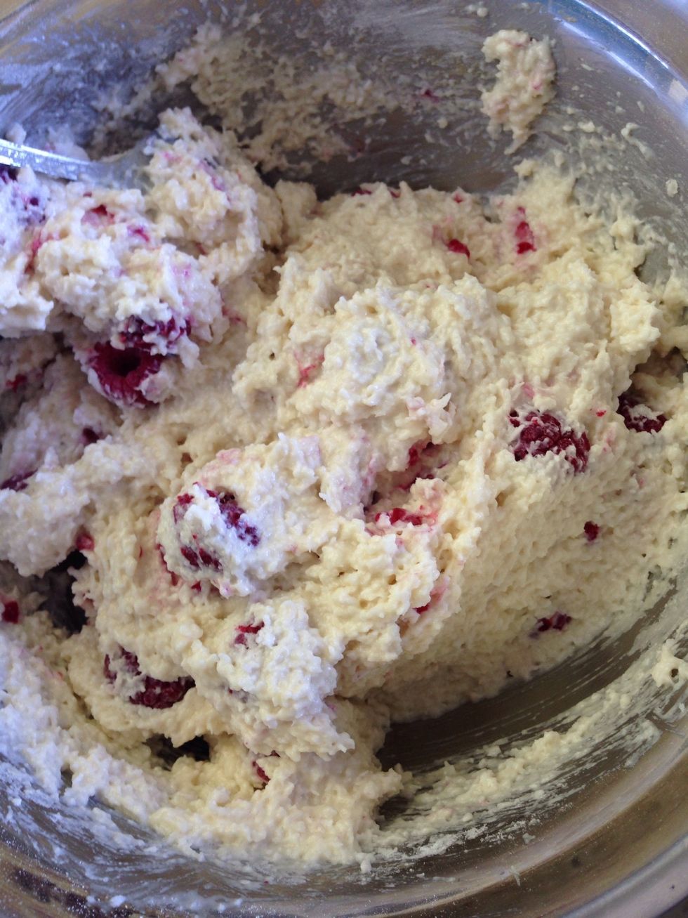 Stir in gently so they don't break up too much.