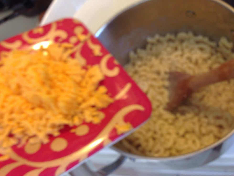 Stir in half your cheese ! If you find the mixture is not creamy as you desire grab some buttermilk and stir in a little at a time