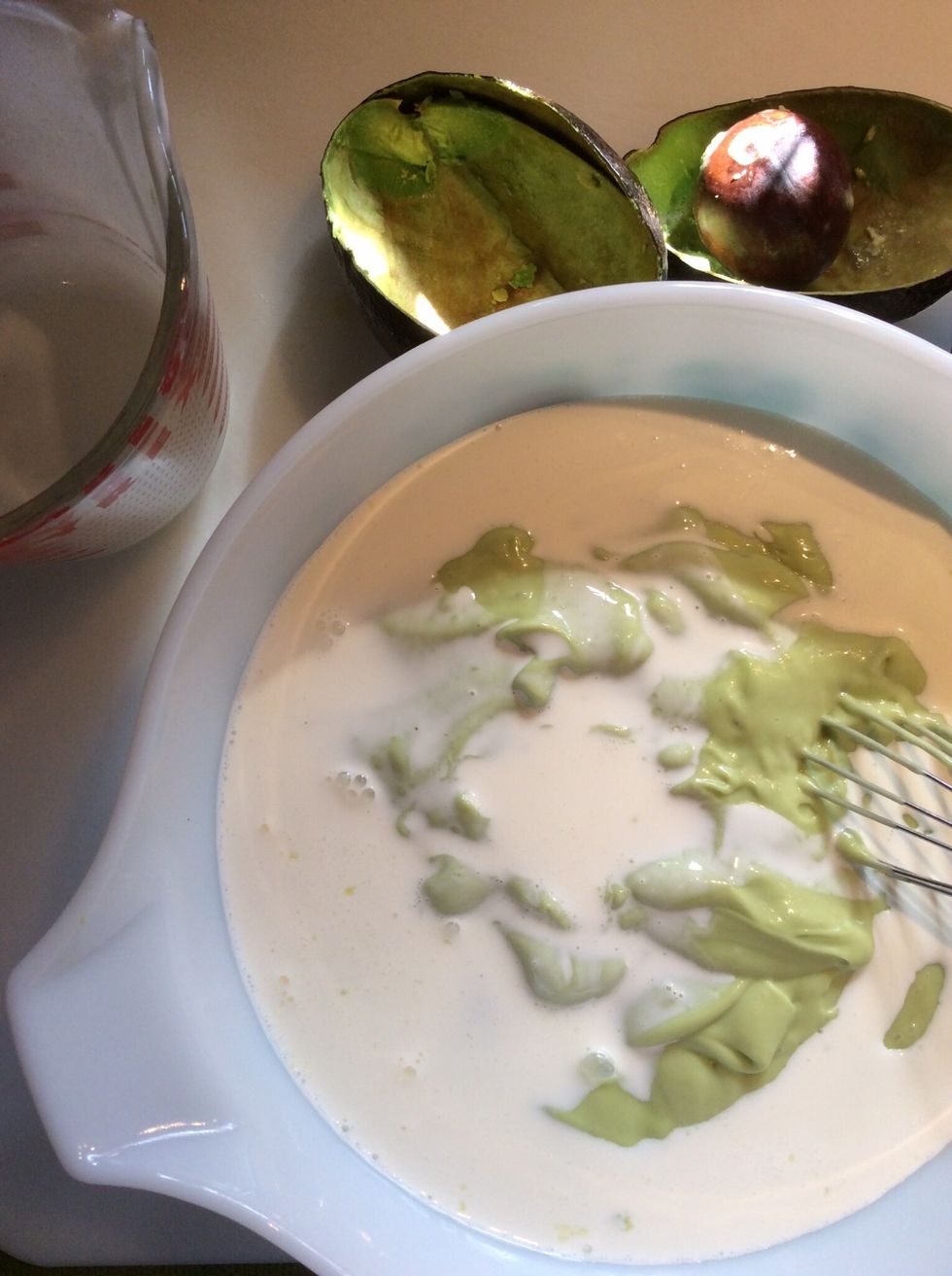 Stir in heavy cream and whisk until smooth.