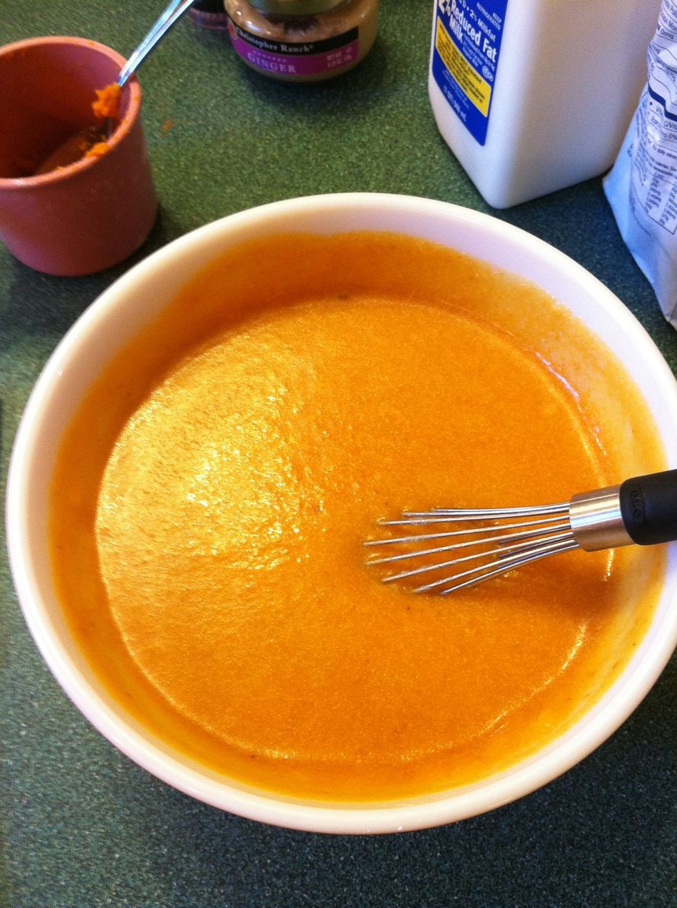 Stir in milk and pumpkin pur\u00e9e