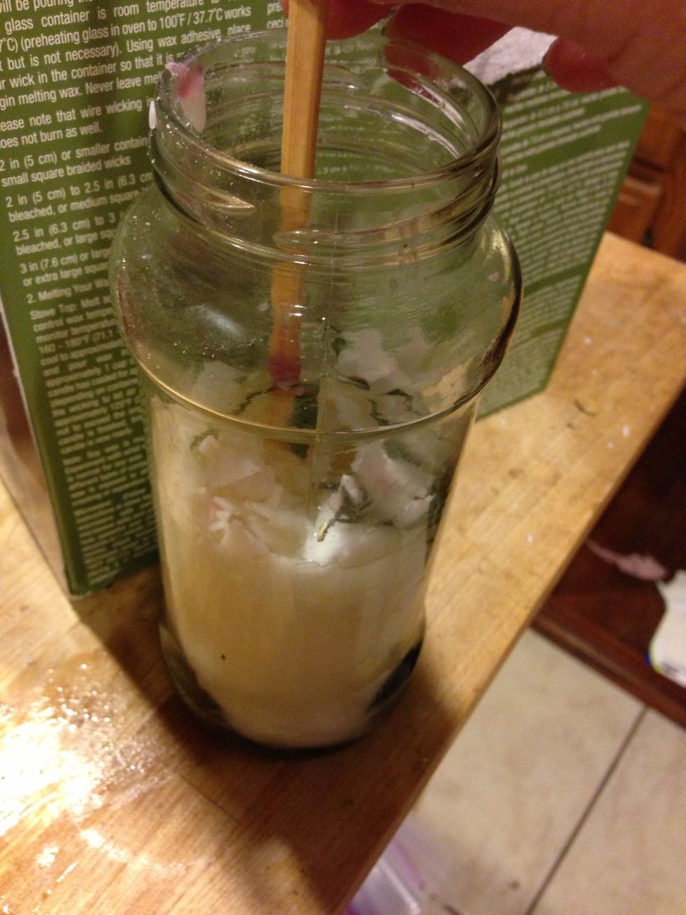 Stir in more herbs with chopstick.