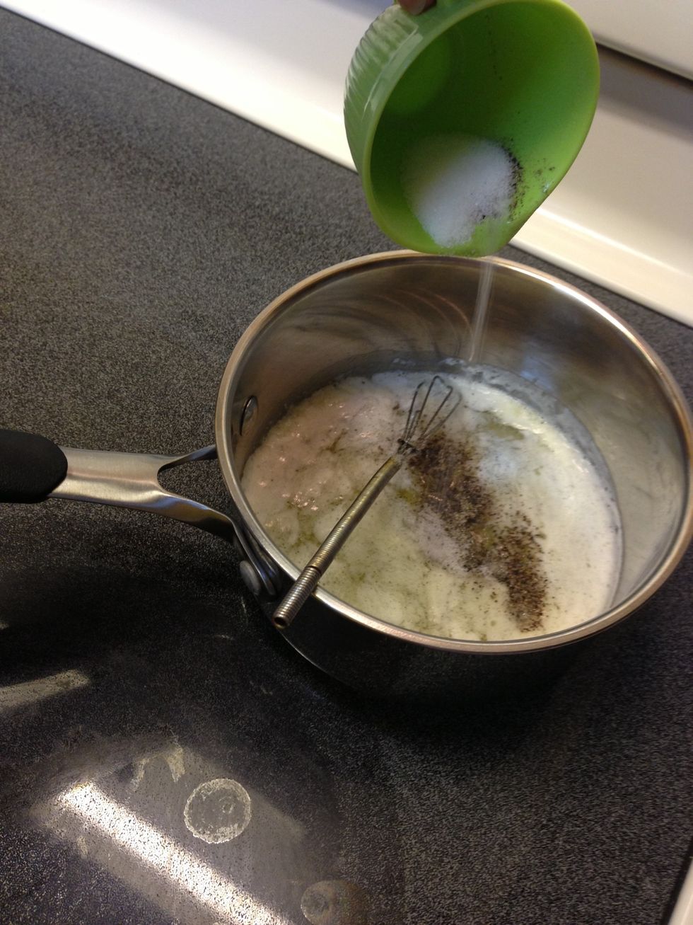 Stir in salt & pepper.