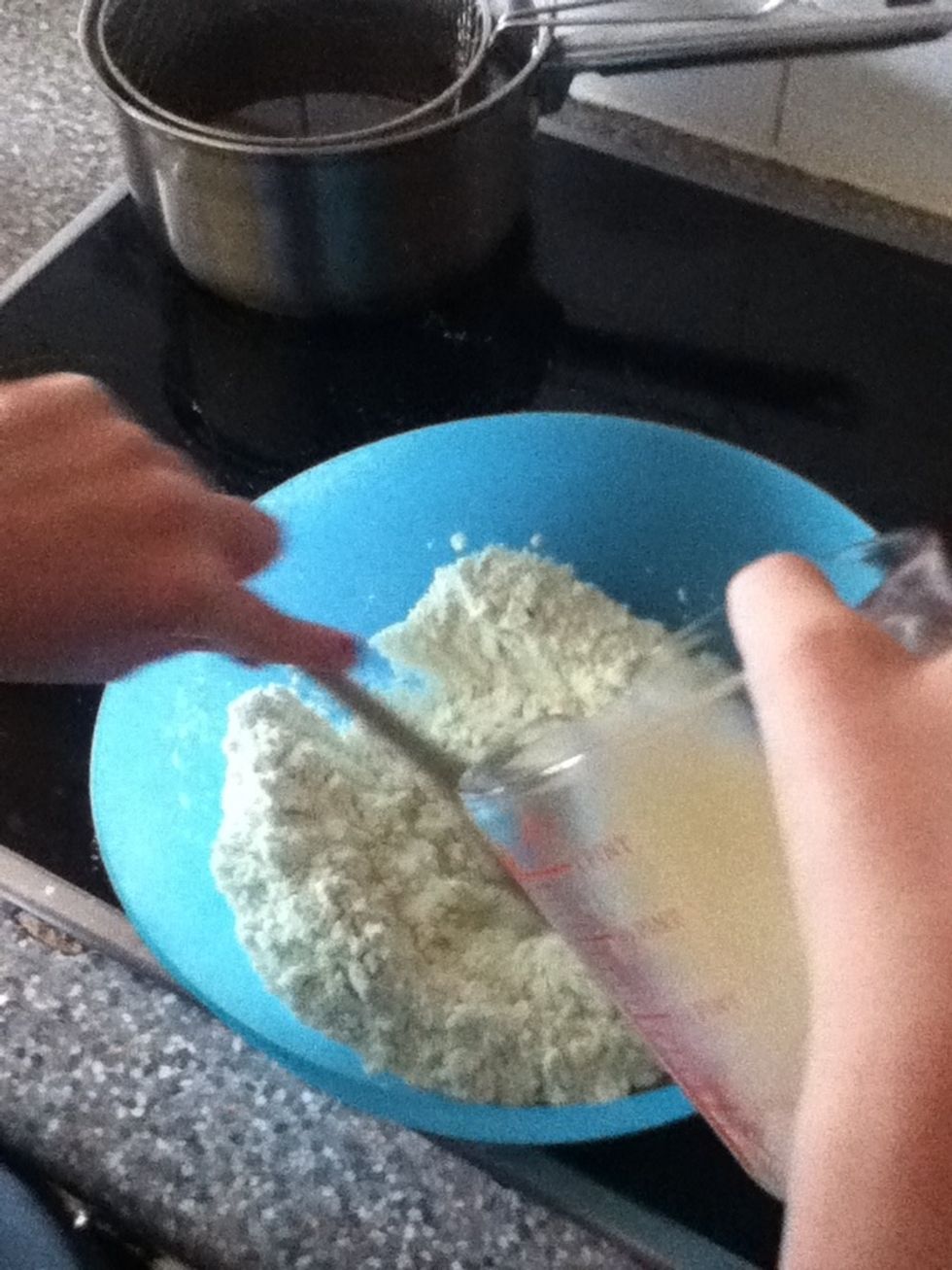 Stir in the 150 ml of milk