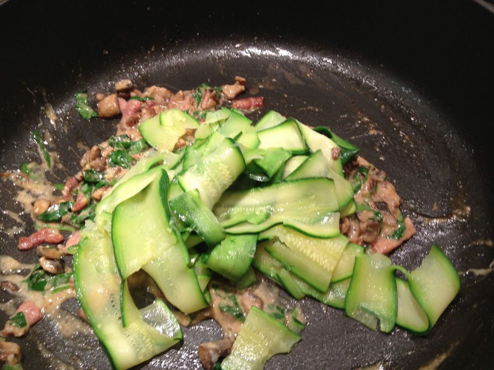 Stir in the courgettes with a little lemon juice and serve immediately. Don't cook the courgettes for too long as they will get too soft.