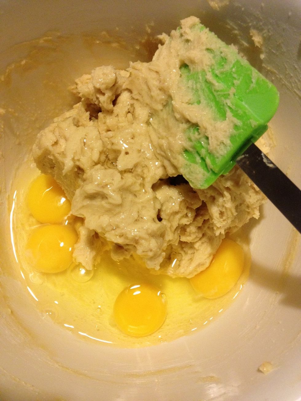 Stir in the eggs.